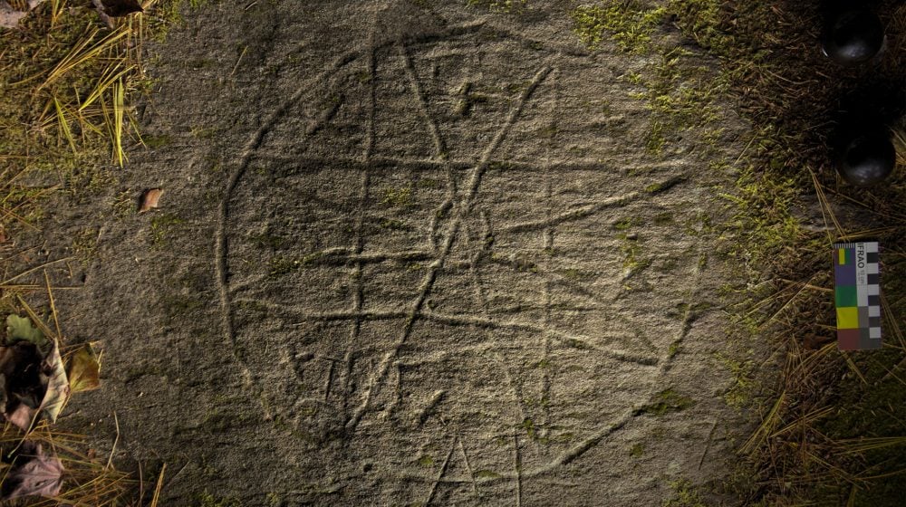 Bedford Barrens in Nova Scotia. A star motif engraved on a rare site in the Maritimes, probably dating from the pre-contact period.